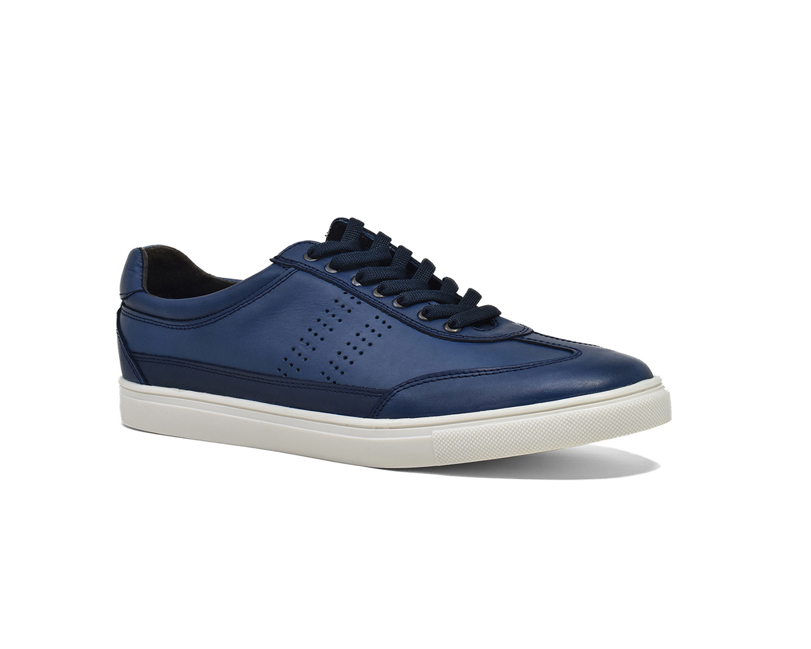 Tenis Warlock 2043 Azul De Piel Pintado A Mano Para Hombre.