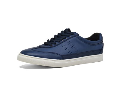 Foto 2 | Tenis Warlock 2043 Azul De Piel Pintado A Mano Para Hombre.