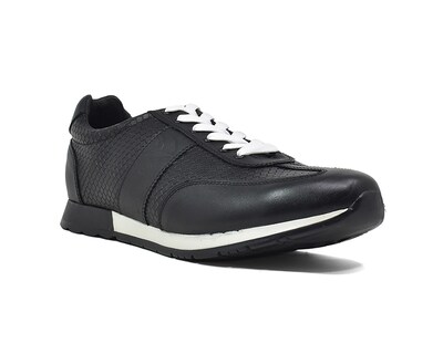 Foto 1 | Tenis Casual Warlock 2503 Negro De Piel Para Hombre.