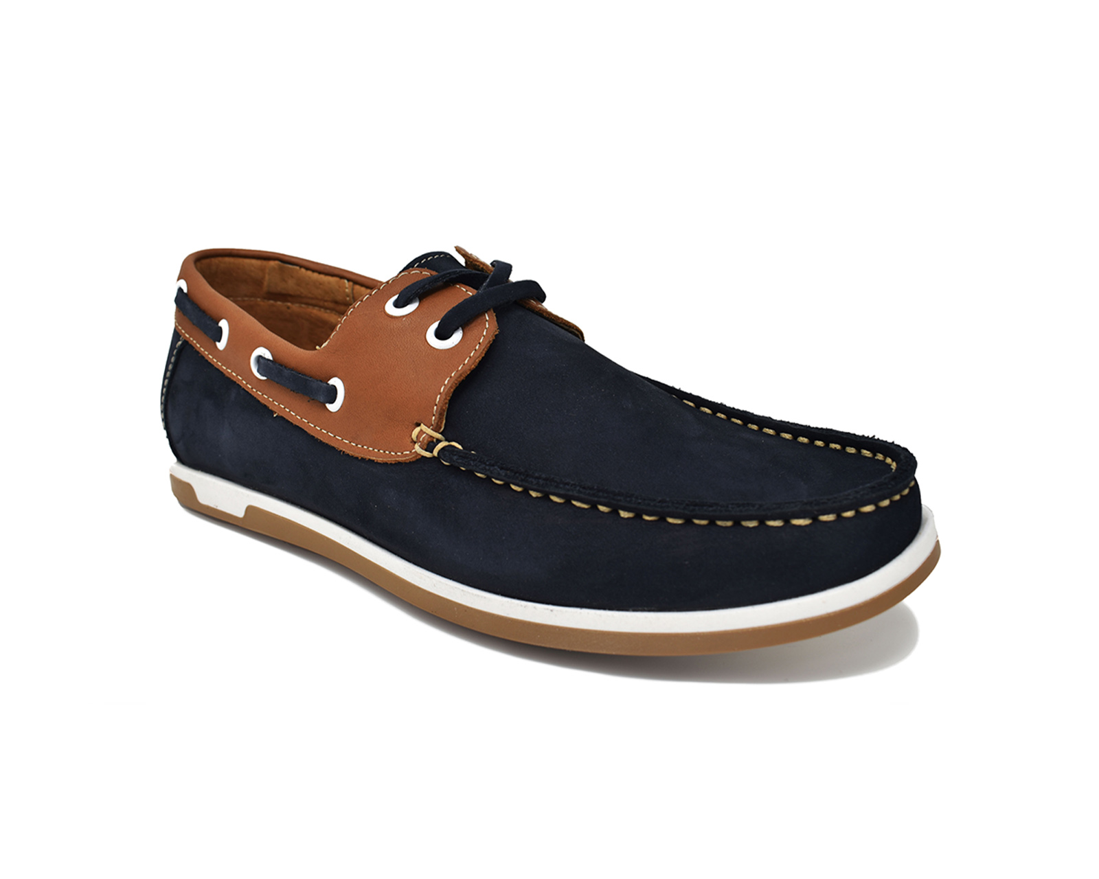 Mocasín Marinero Warlock 9300 Azul De Piel Para Hombre.