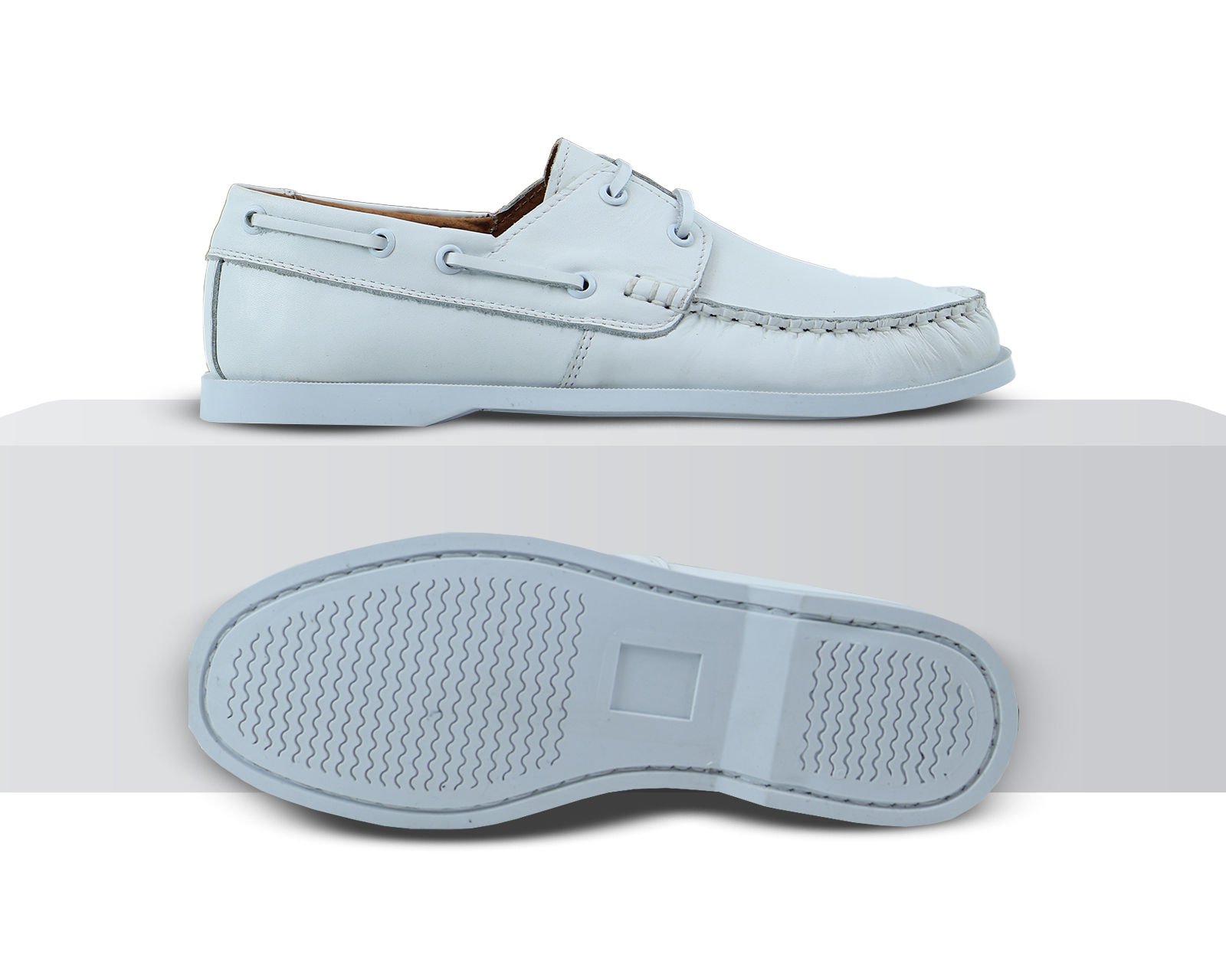 Foto 5 | Mocasines de Piel Rams Cottons Top-sider Blancos para Hombre