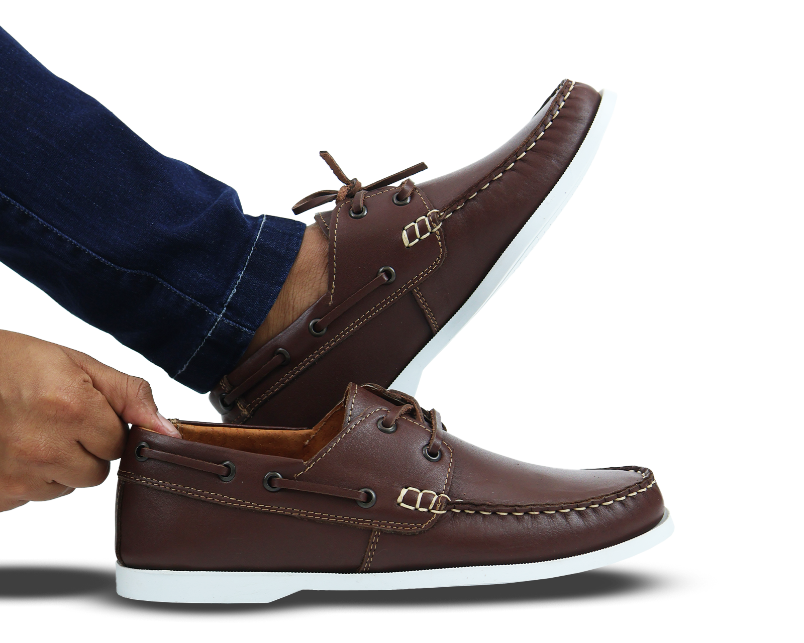 Foto 6 pulgar | Mocasines Nauticos De Piel Rams Cottons Modelo Top-sider color Marrón para Hombre