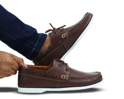 Foto 5 | Mocasines Nauticos De Piel Rams Cottons Modelo Top-sider color Marrón para Hombre