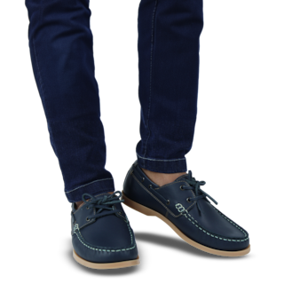 Foto 5 | Mocasines Náuticos Rams Cottons Top-sider Azules con Detalles en Marrón de Piel para Hombre