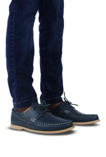 Foto 6 | Mocasines Náuticos Rams Cottons Top-sider Azules con Detalles en Marrón de Piel para Hombre