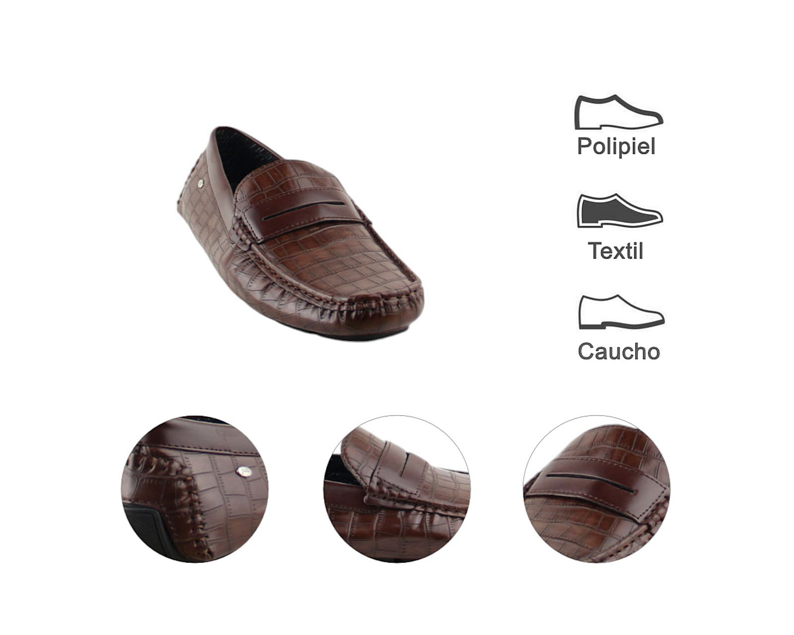 Foto 8 pulgar | Driver Para Hombre Lob Footwear Pu Croc Café 52404522