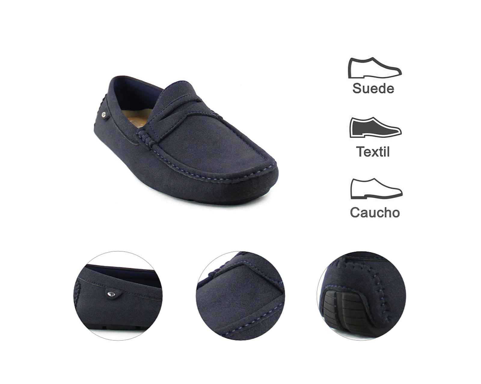 Foto 8 pulgar | Driver Para Hombre Lob Footwear Pu Suede Azul 52404519
