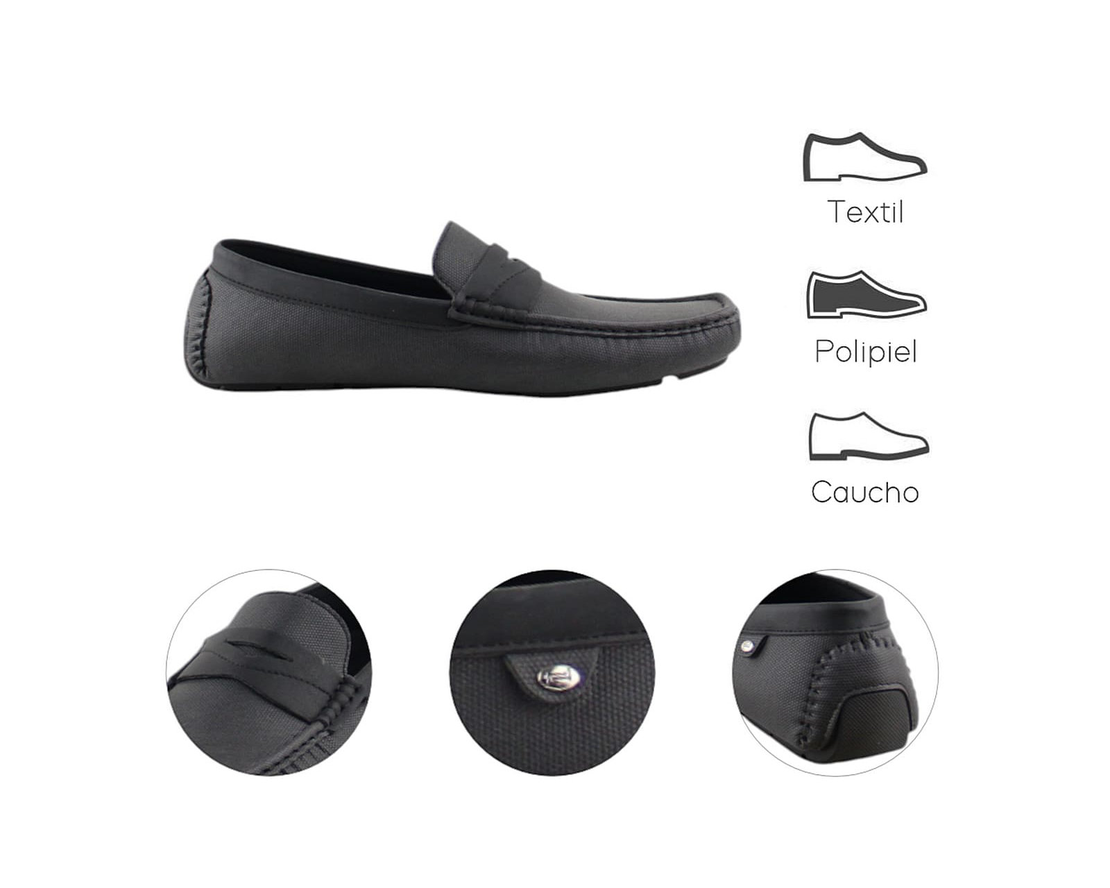Foto 8 pulgar | Driver Para Hombre Lob Footwear Canvas Negro 52404997