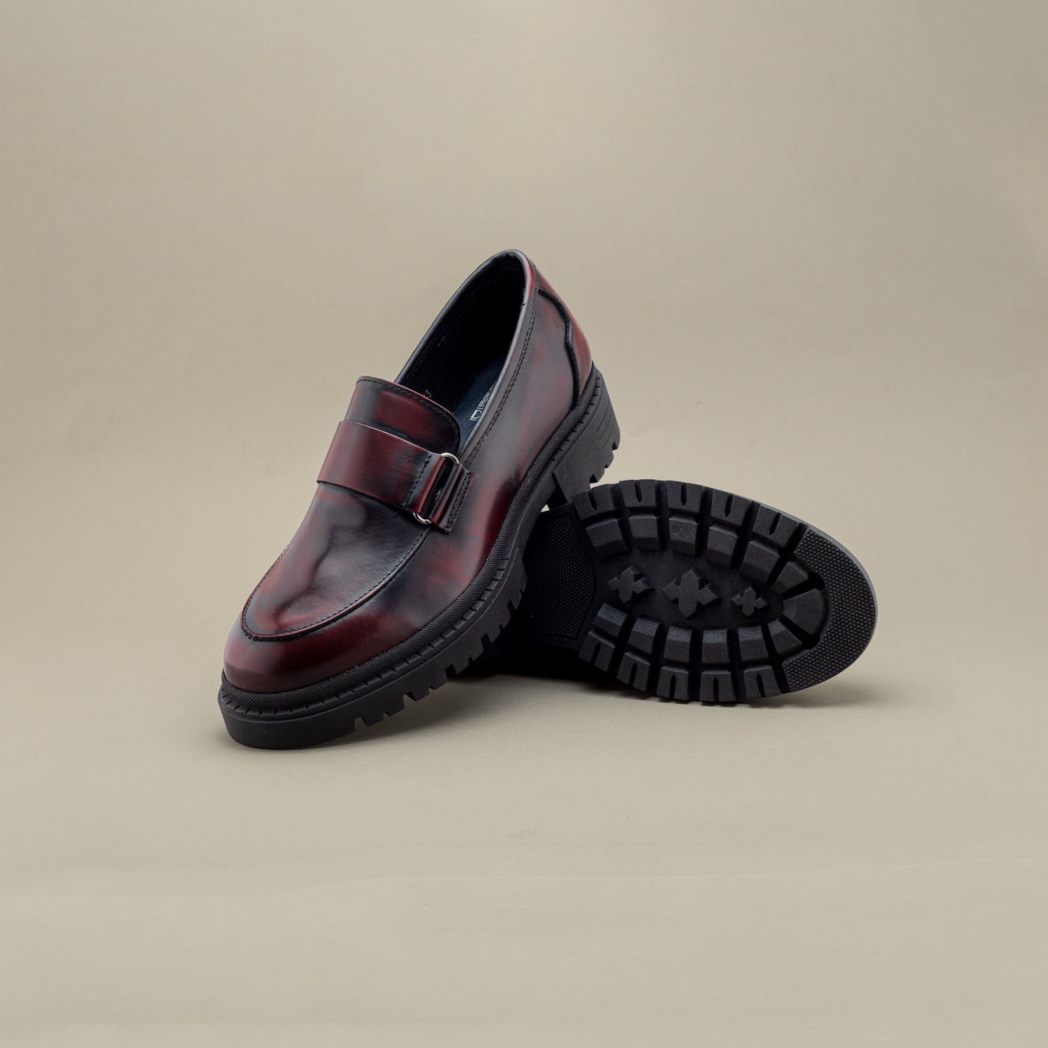 Foto 7 pulgar | Zapato Casual Tipo Loafer Vino Para Hombre Con Suela Chunky
