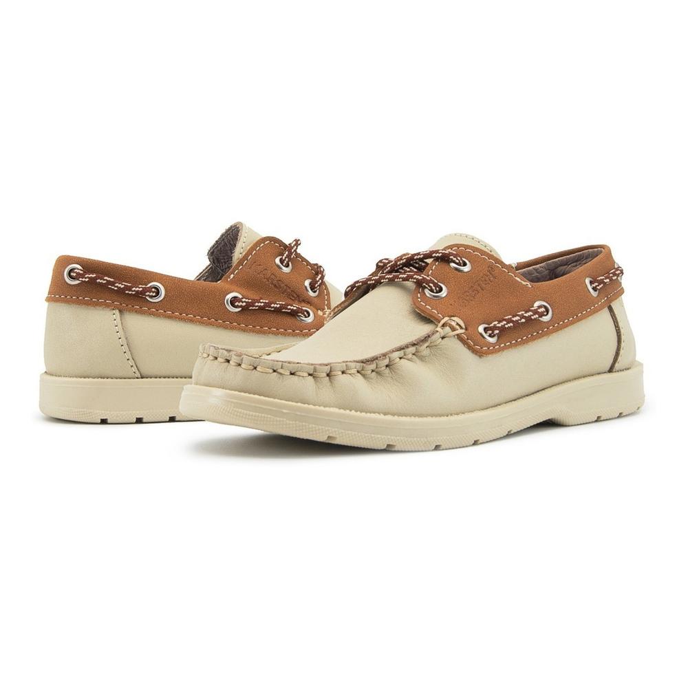 Zapato De Piel Karsten Estilo Mocasin Beige/cafe 18-24 Beige