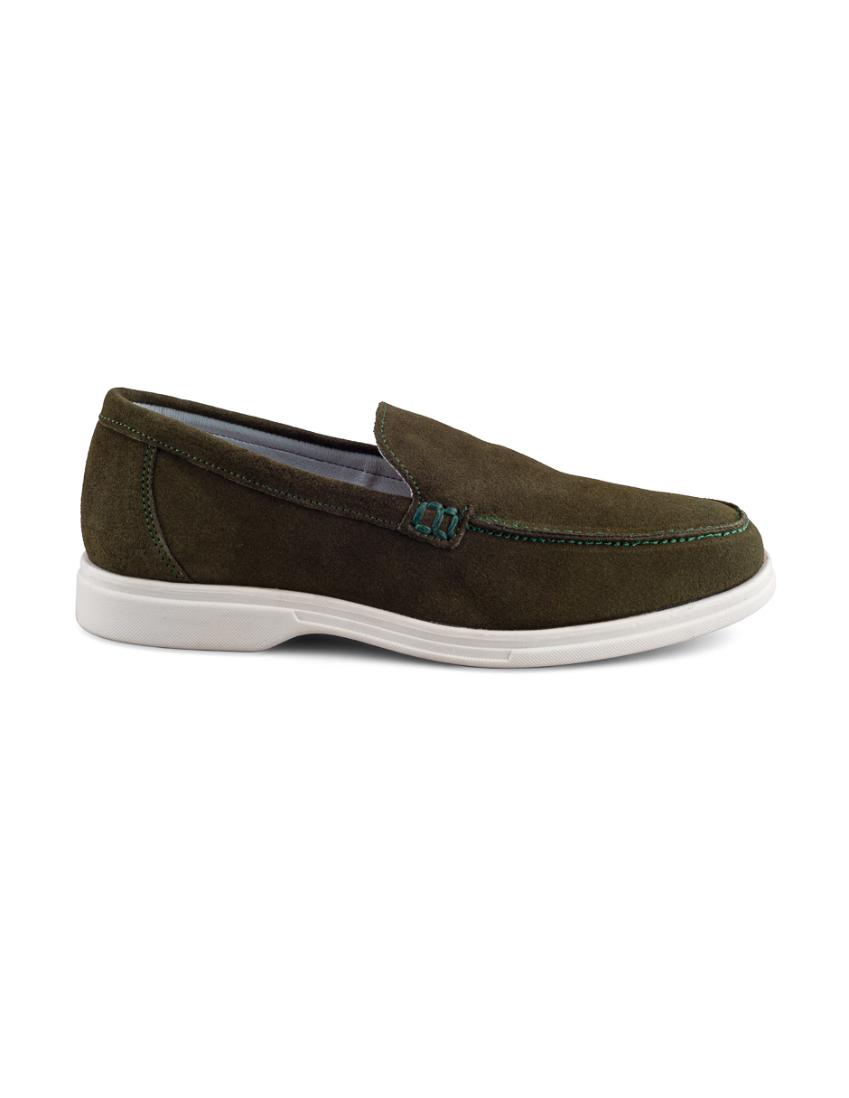 Foto 3 pulgar | Mocasín Verde De Gamuza Para Hombre Con Suela Flexible