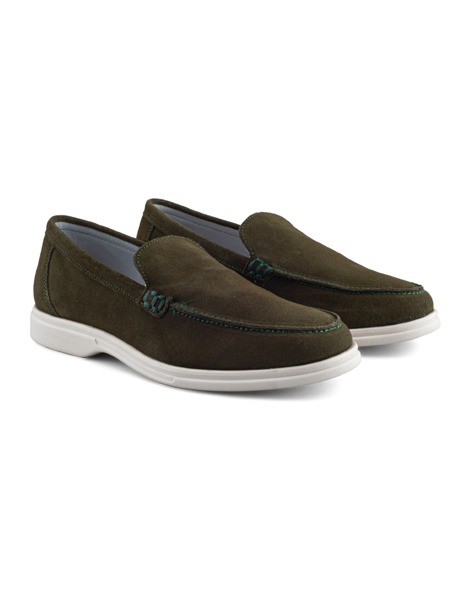 Foto 7 pulgar | Mocasín Verde De Gamuza Para Hombre Con Suela Flexible