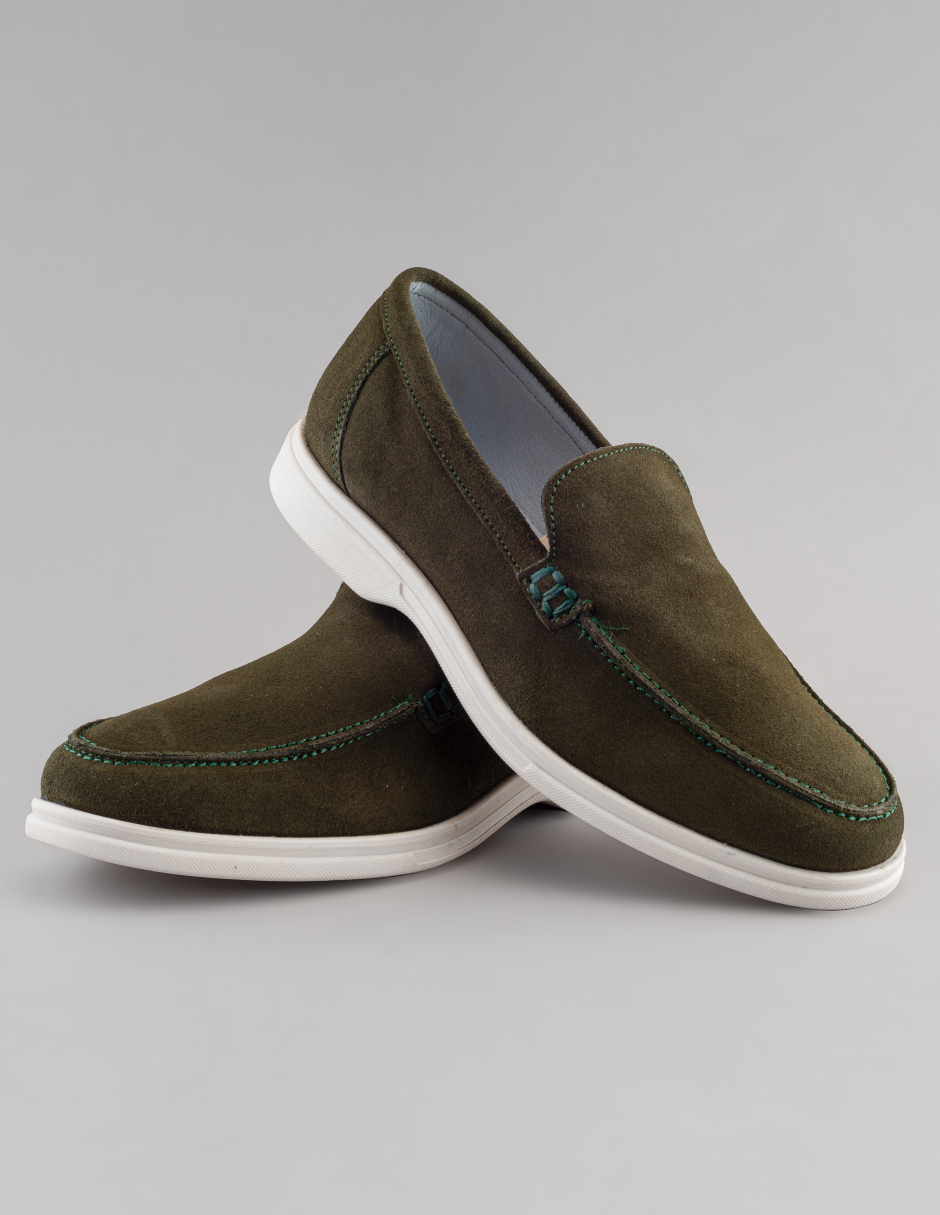 Foto 8 pulgar | Mocasín Verde De Gamuza Para Hombre Con Suela Flexible