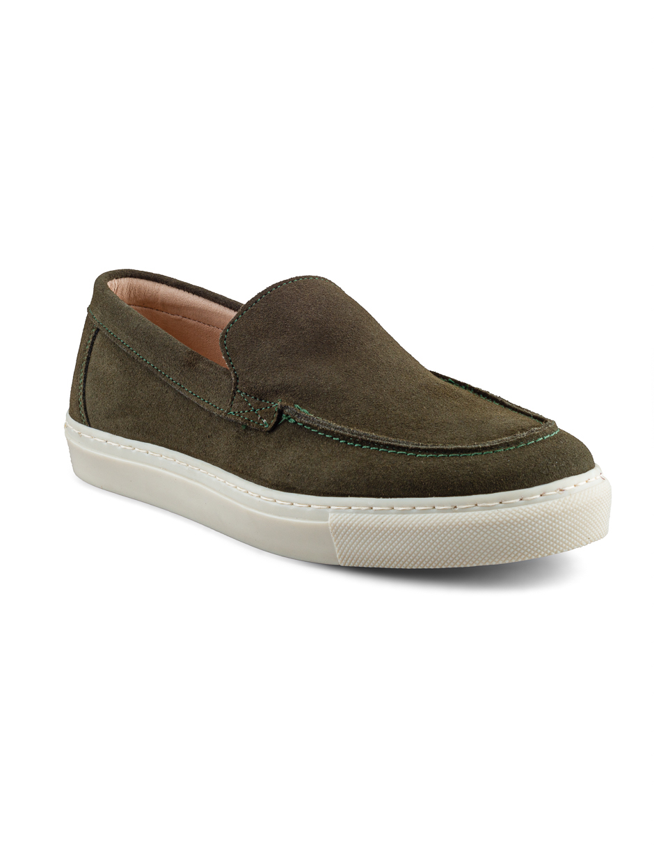 Foto 2 pulgar | Zapato Mocasín Verde De Gamuza Para Hombre Con Suela Sneaker