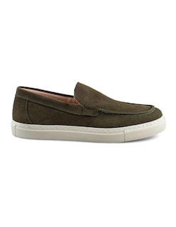 Foto 2 | Zapato Mocasín Verde De Gamuza Para Hombre Con Suela Sneaker