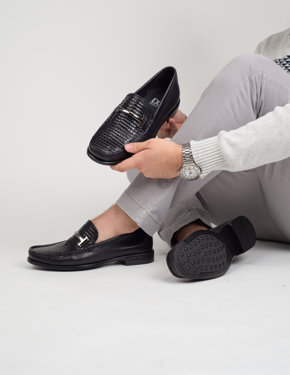 Foto 6 | Mocasín De Piel Vacuno Negro Para Caballero Con Herraje Metálico