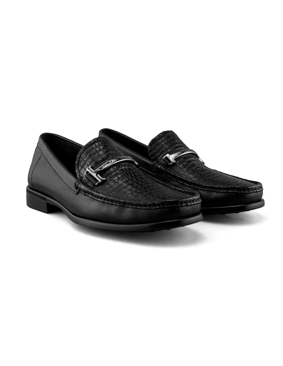 Foto 8 pulgar | Mocasín De Piel Vacuno Negro Para Caballero Con Herraje Metálico