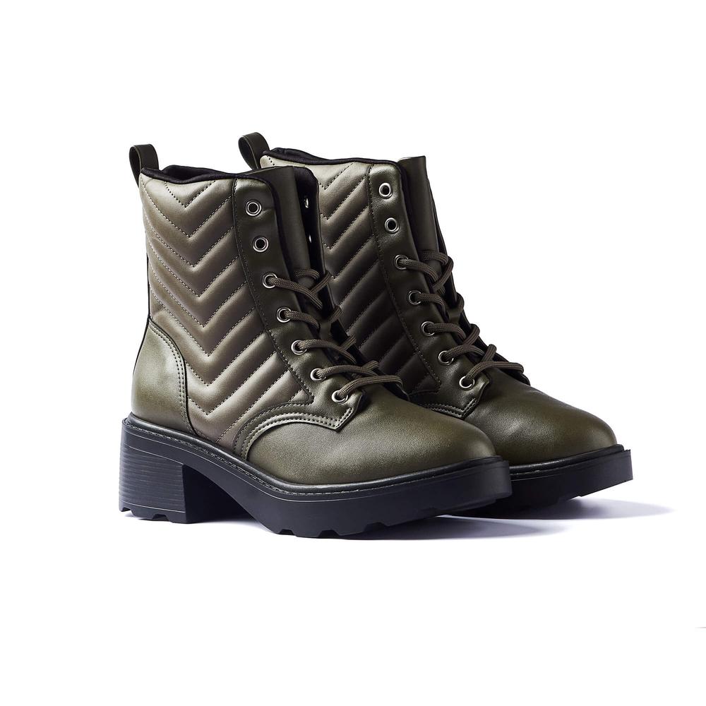 Foto 6 pulgar | Bota Combat Boot Vizzano Saula Napa Verde Oscuro para Mujer