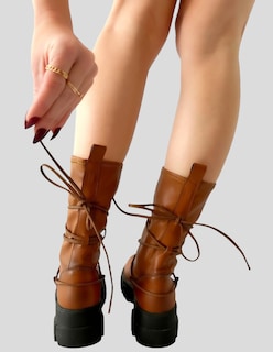 Foto 4 | Bota Decorada con Agujeta Malabis Bot-1015 Café para Mujer