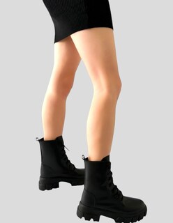 Foto 3 | Bota Combat Corta Malabis Bot-1019 Negra con Agujetas de Mujer
