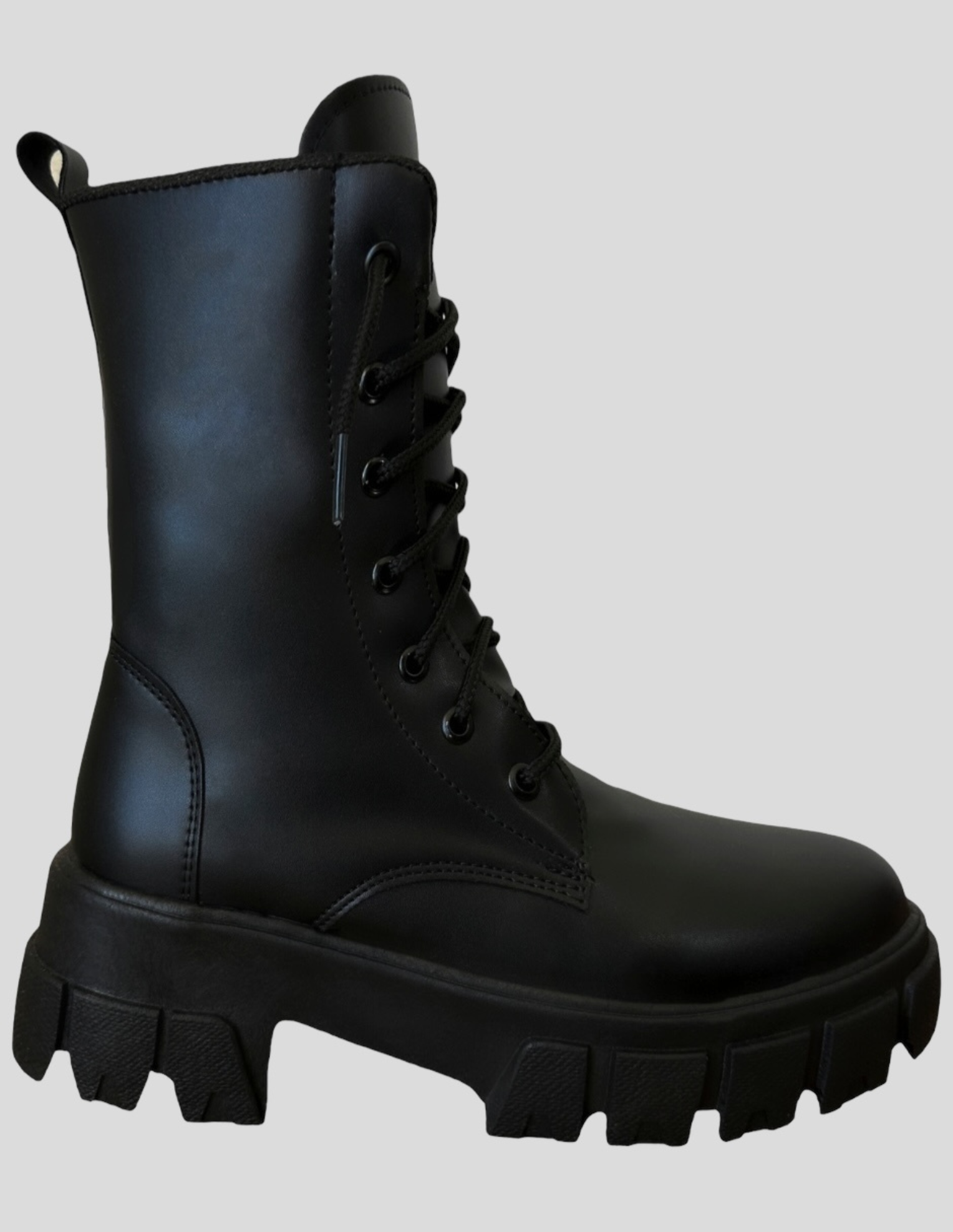 Foto 7 pulgar | Bota Combat Corta Malabis Bot-1019 Negra con Agujetas de Mujer