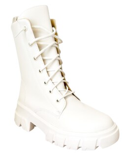 Foto 1 | Bota Combat Corta Malabis Bot-1019 Blanca con Agujetas para Mujer