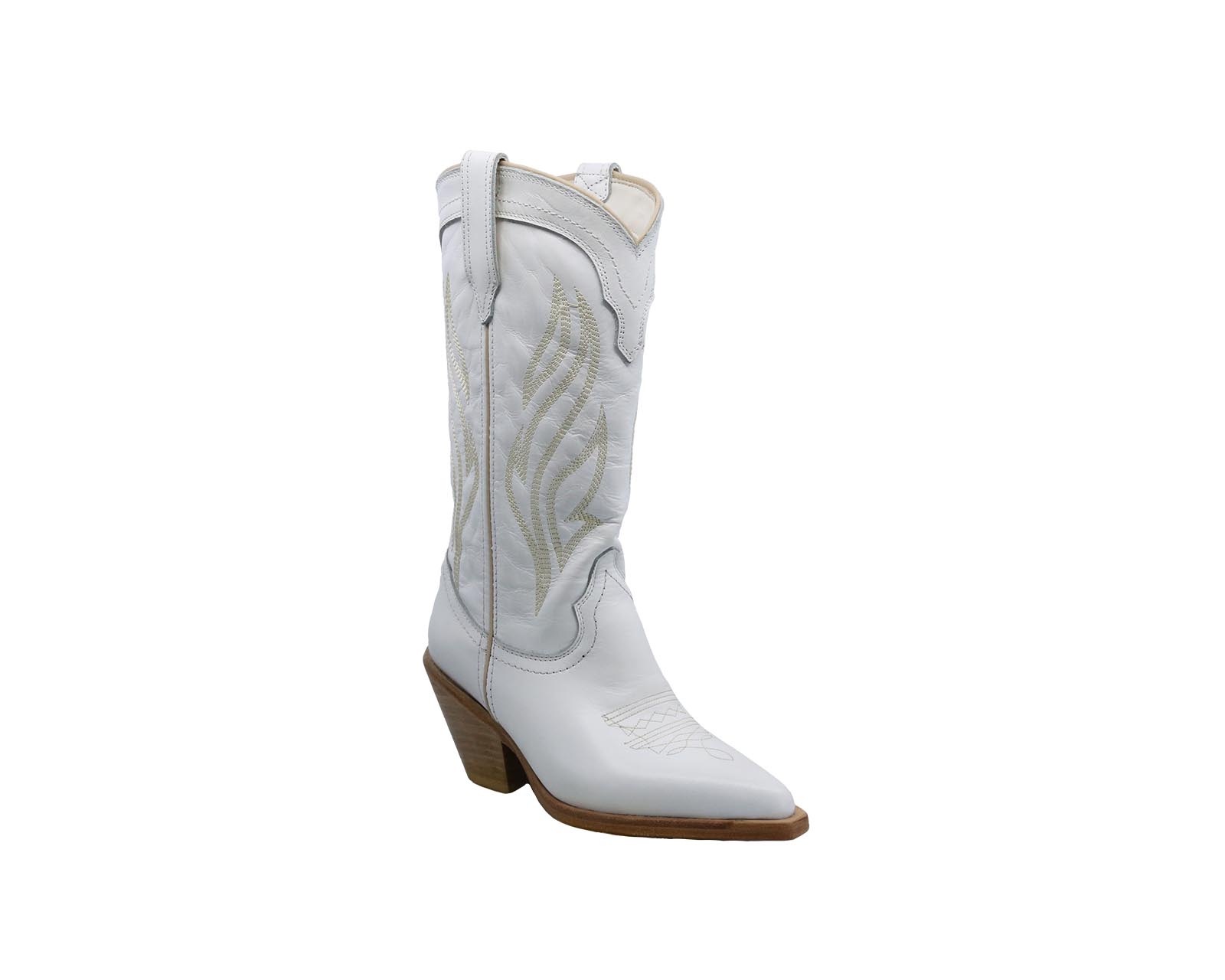 Foto 2 pulgar | Bota Cowboy De Piel Triples Boots Modelo Delicias 36180 Blanco Para Dama