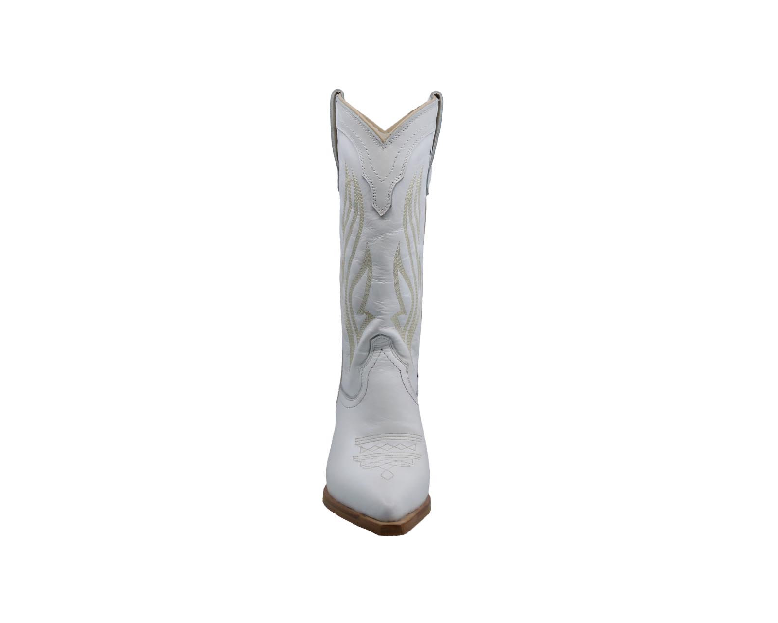 Foto 4 pulgar | Bota Cowboy De Piel Triples Boots Modelo Delicias 36180 Blanco Para Dama