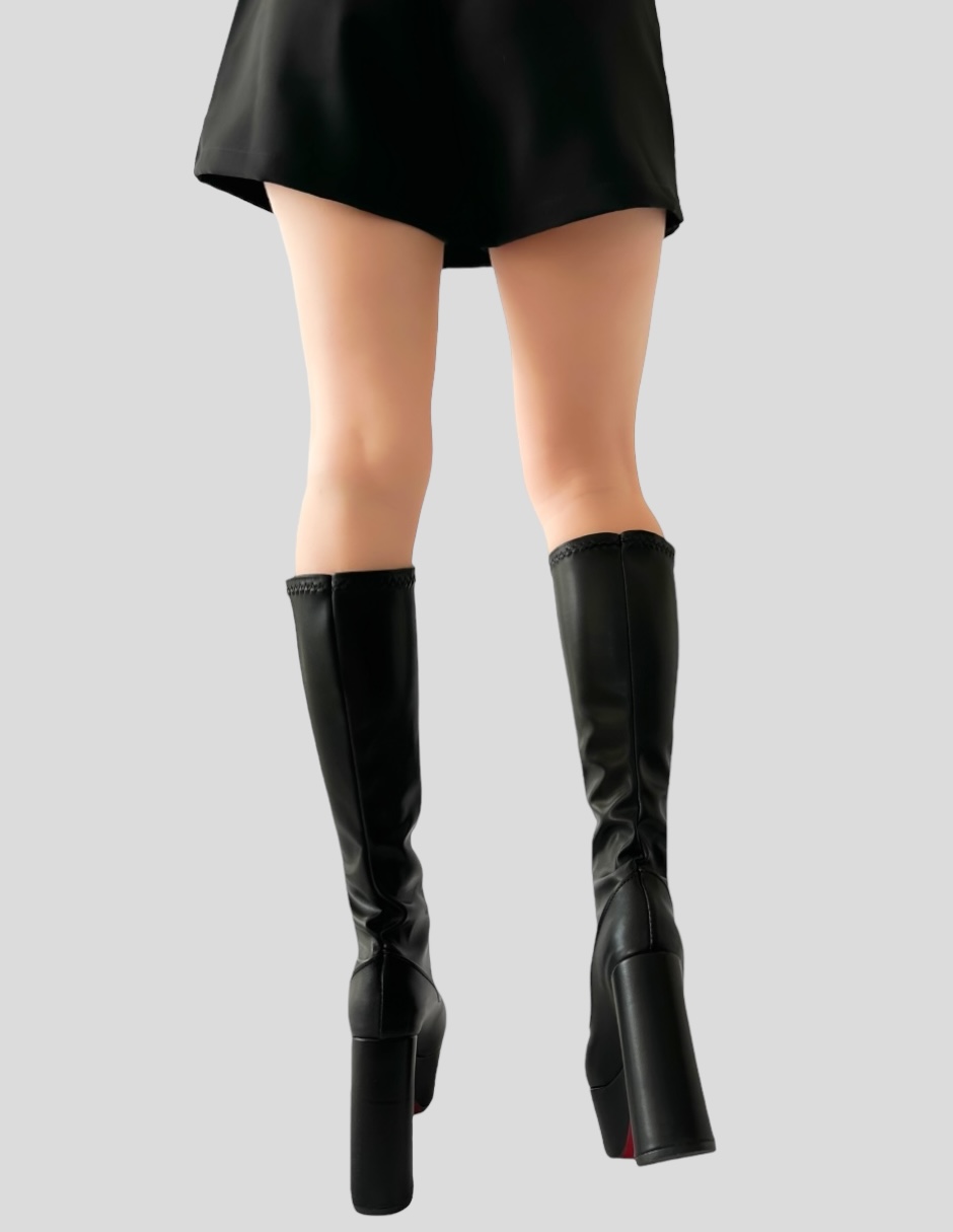 Foto 5 pulgar | Botas De Plataforma Para Mujer Malabis Bot-1020 Color Negro Debajo La Rodilla