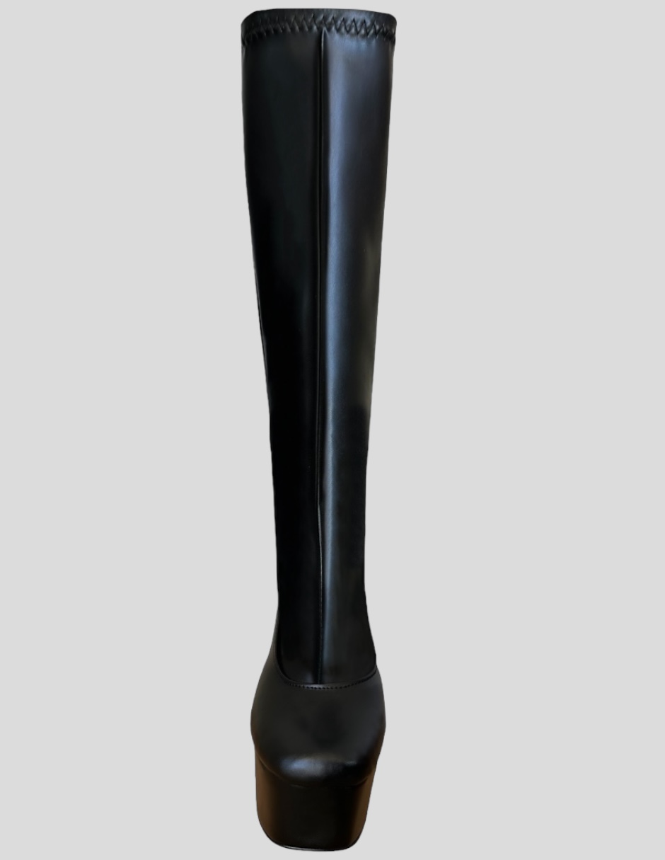 Foto 6 pulgar | Botas De Plataforma Para Mujer Malabis Bot-1020 Color Negro Debajo La Rodilla