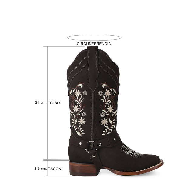 Foto 8 pulgar | Botas Vaqueras Ladies El Malcreado Marrones de Piel de Res con Diseño Exclusivo para Mujer