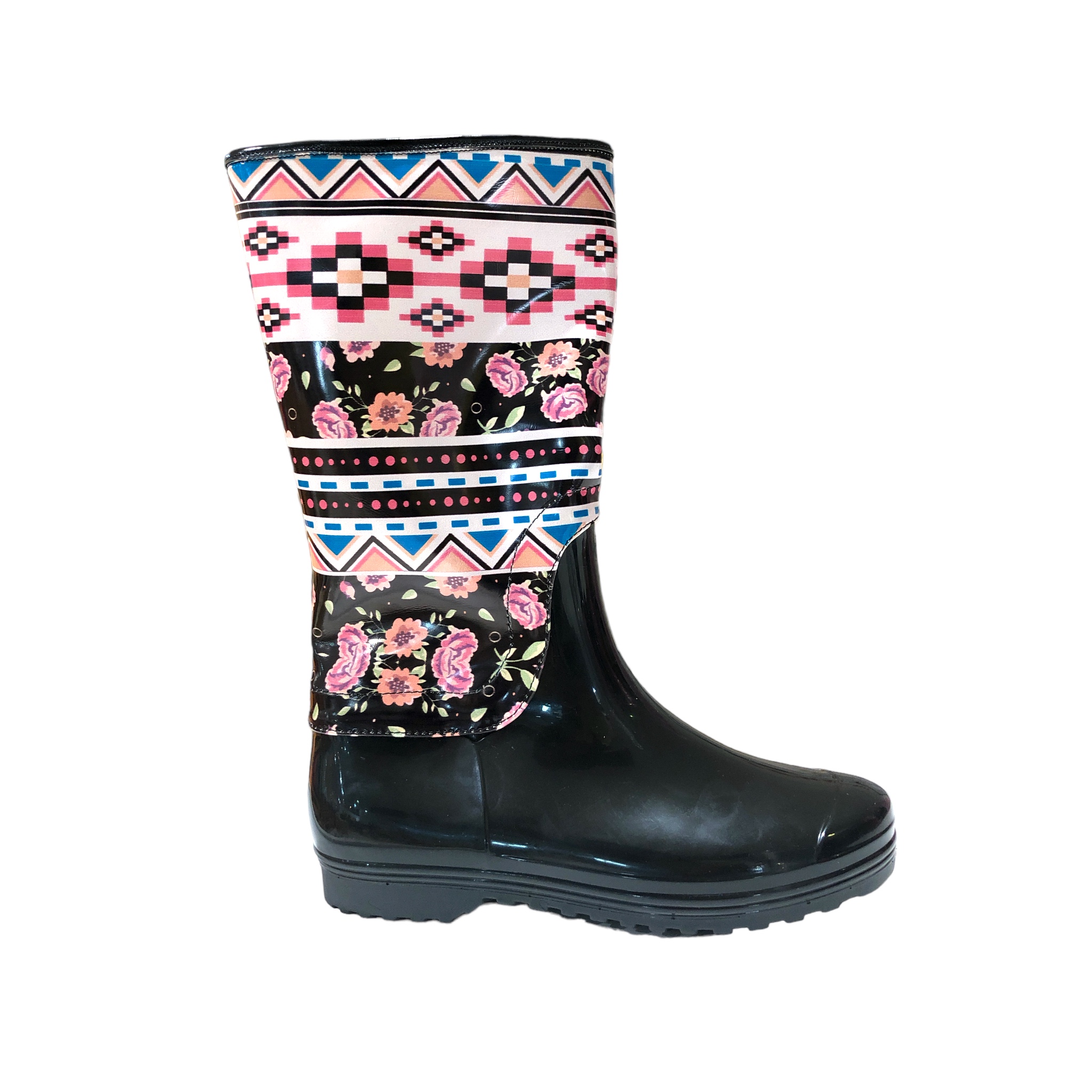 Botas de Lluvia Multicolor Estampado Flores Moebius