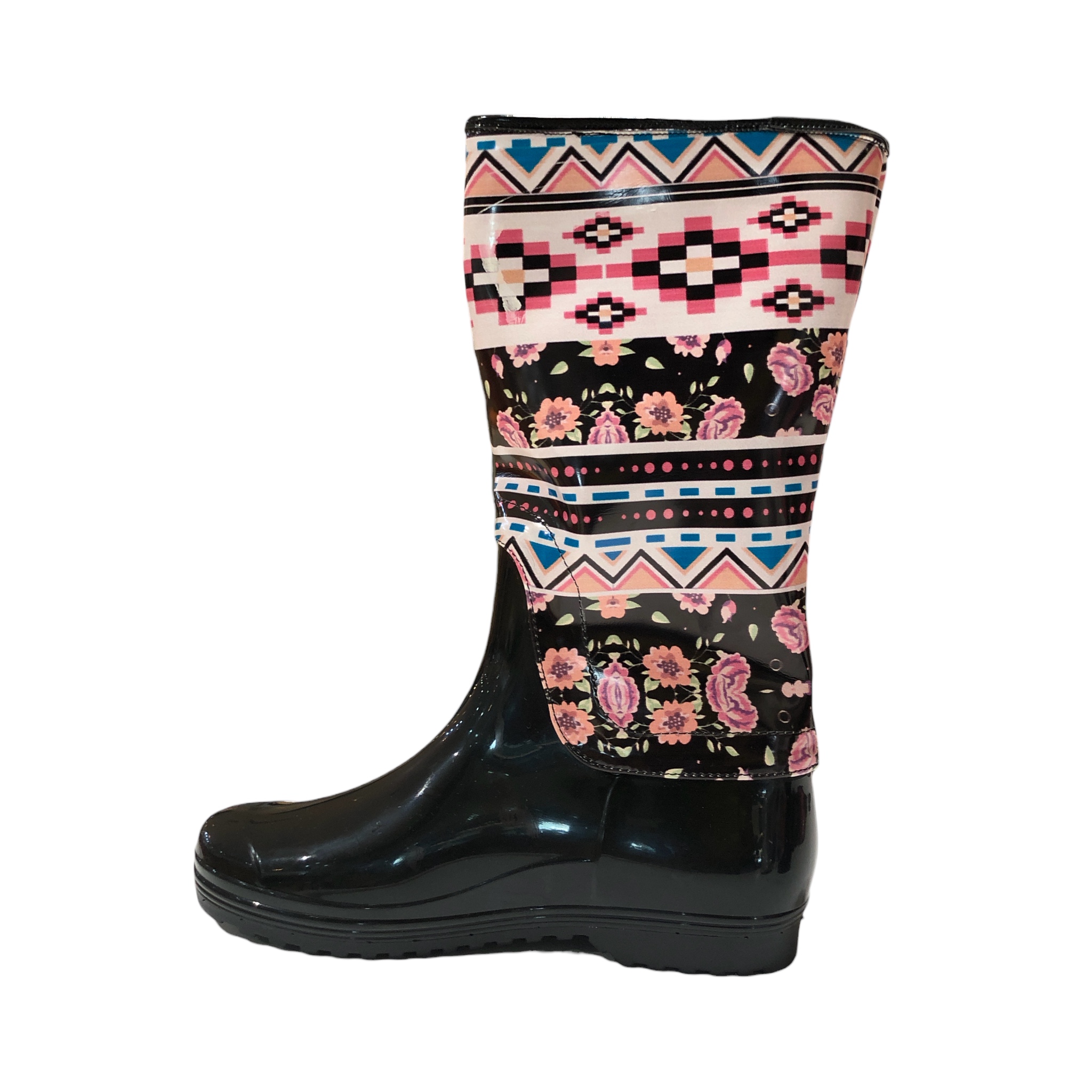 Foto 4 pulgar | Botas de Lluvia Multicolor Estampado Flores Moebius