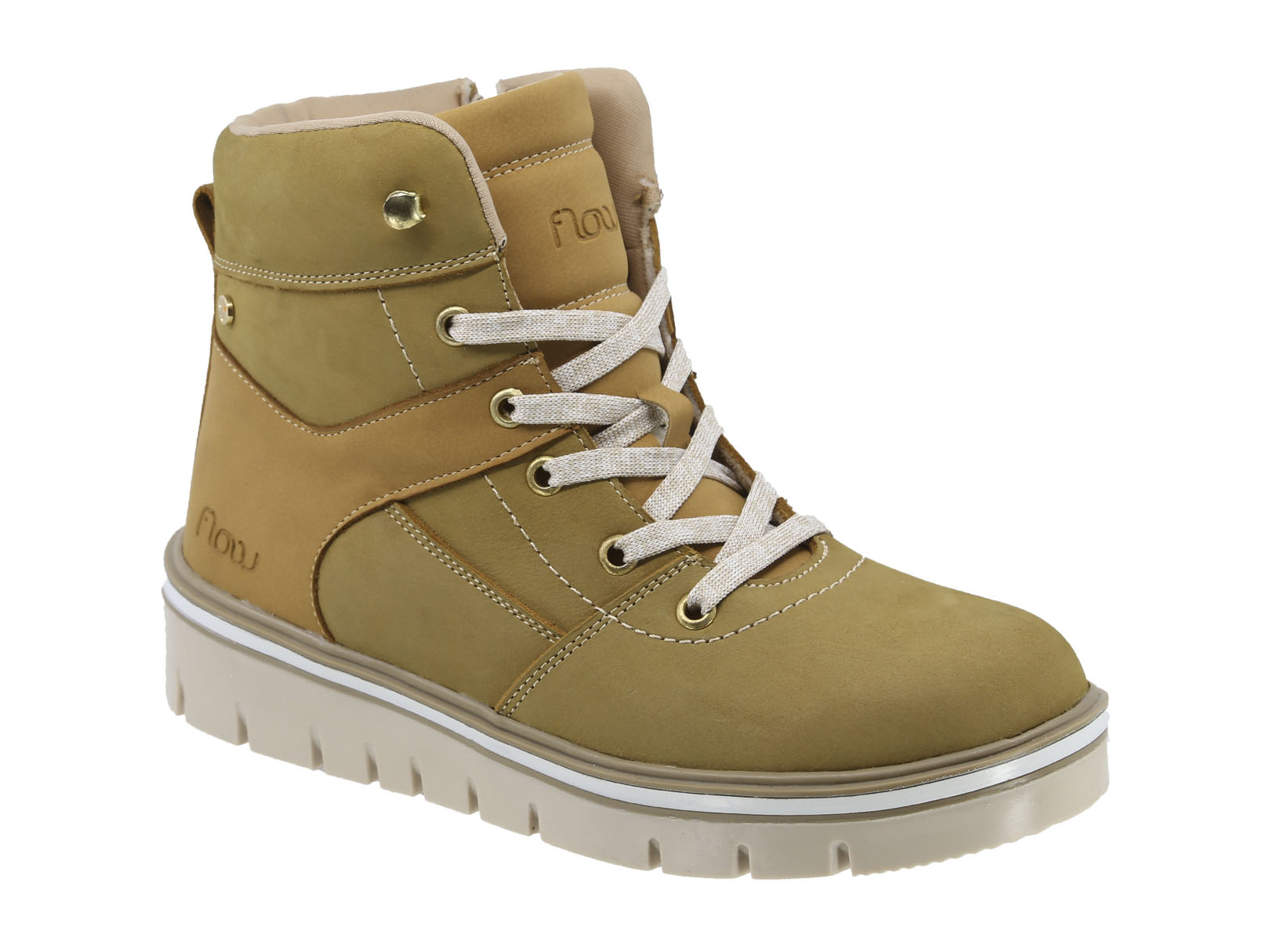 Foto 2 pulgar | Bota Casual Triples Flow de Piel Muriel 37081 Miel para Mujer