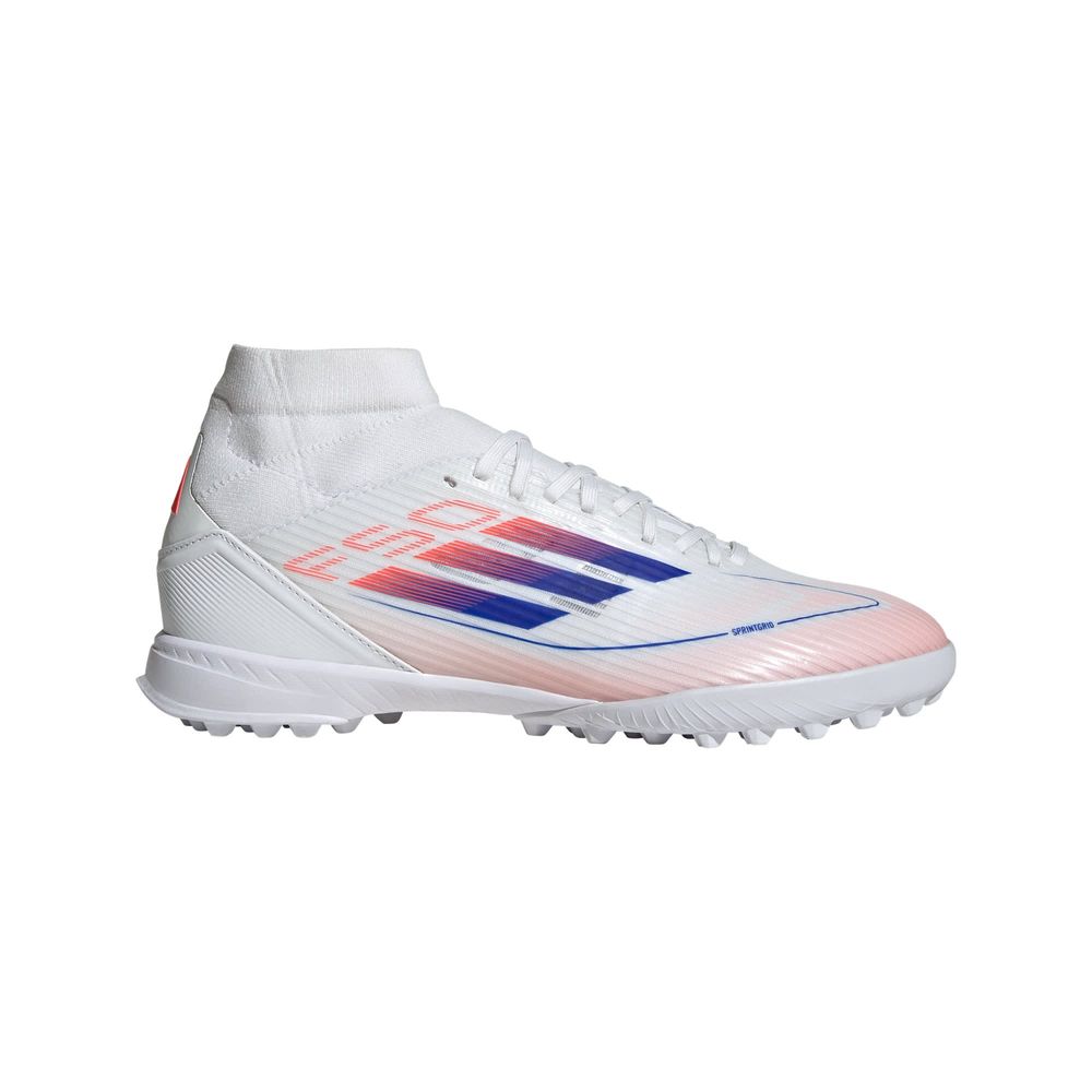 Foto 2 pulgar | Tenis de Fútbol F50 League Adidas Blanco Pasto Sintético Corte Medio para Mujer