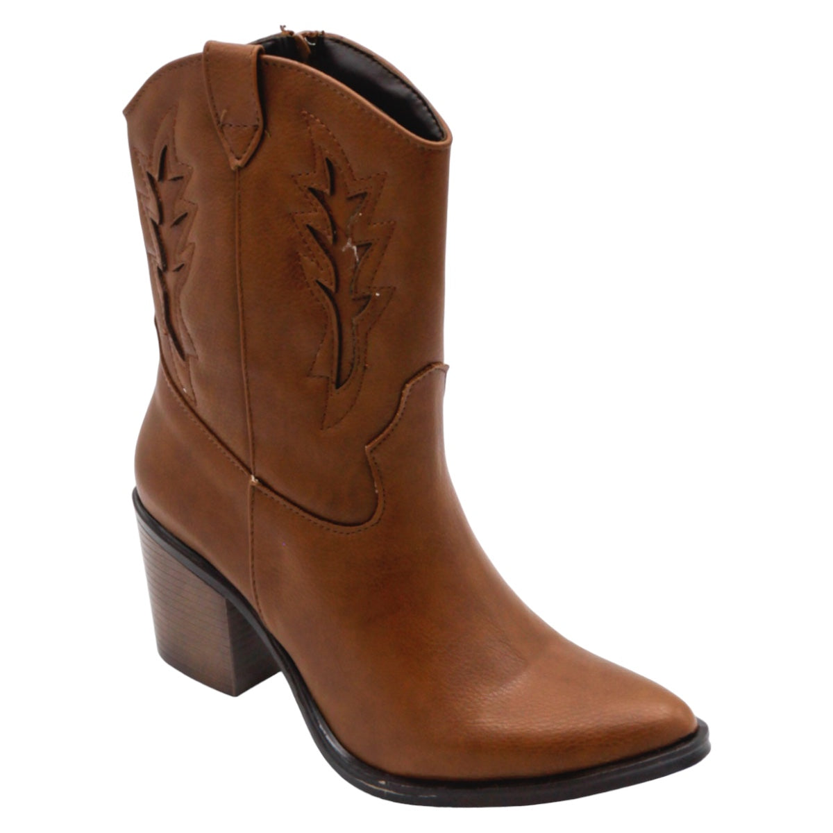 Foto 2 pulgar | Botas RBCollection Tipo Western Exterior Piel Vegana Café para Mujer