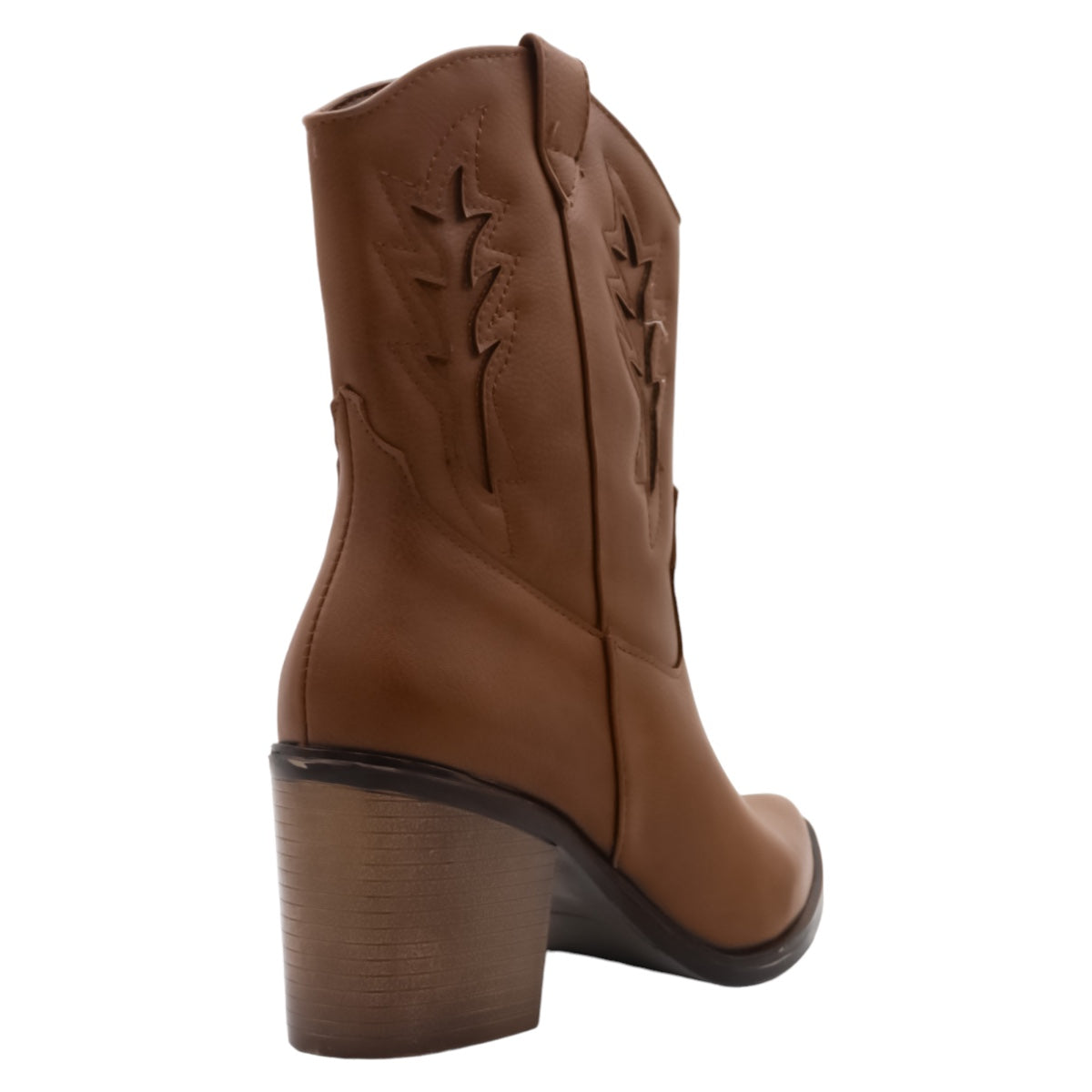 Foto 5 pulgar | Botas RBCollection Tipo Western Exterior Piel Vegana Café para Mujer