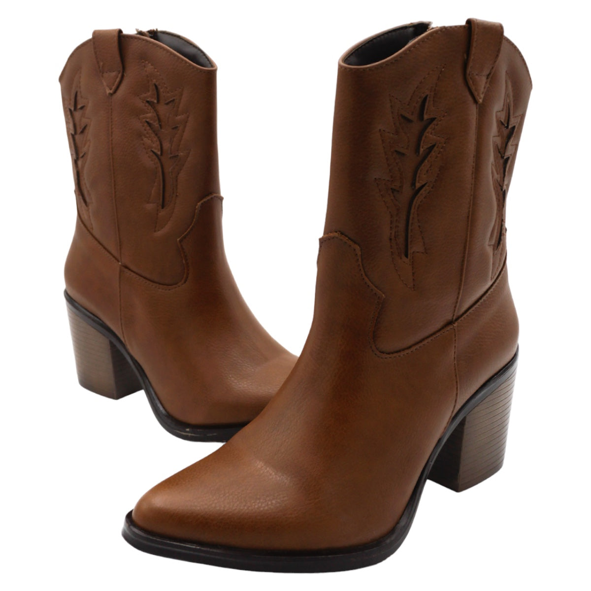 Foto 6 pulgar | Botas RBCollection Tipo Western Exterior Piel Vegana Café para Mujer