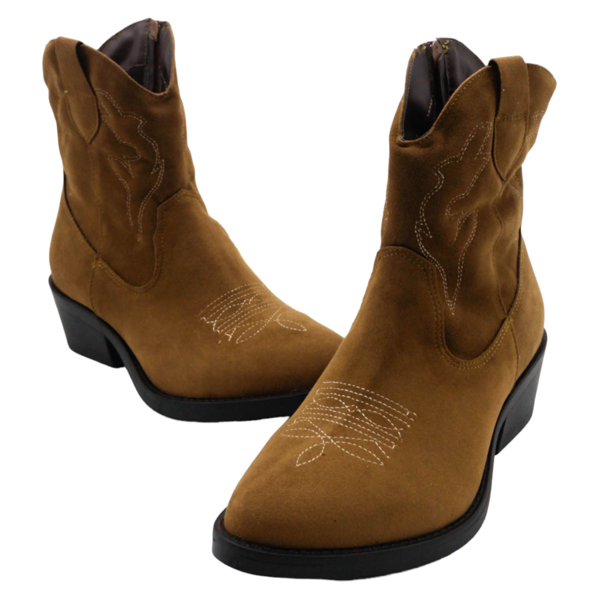 Foto 6 pulgar | Botas Tipo Western Exterior Gamuza Sintética Color Café Para Mujer De Rbcollection