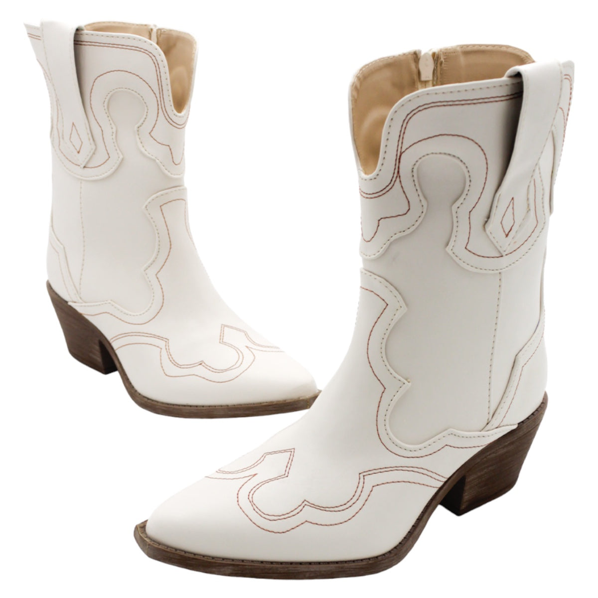 Foto 6 pulgar | Botas Tipo Western RBCollection Exterior Piel Vegana Beige para Mujer