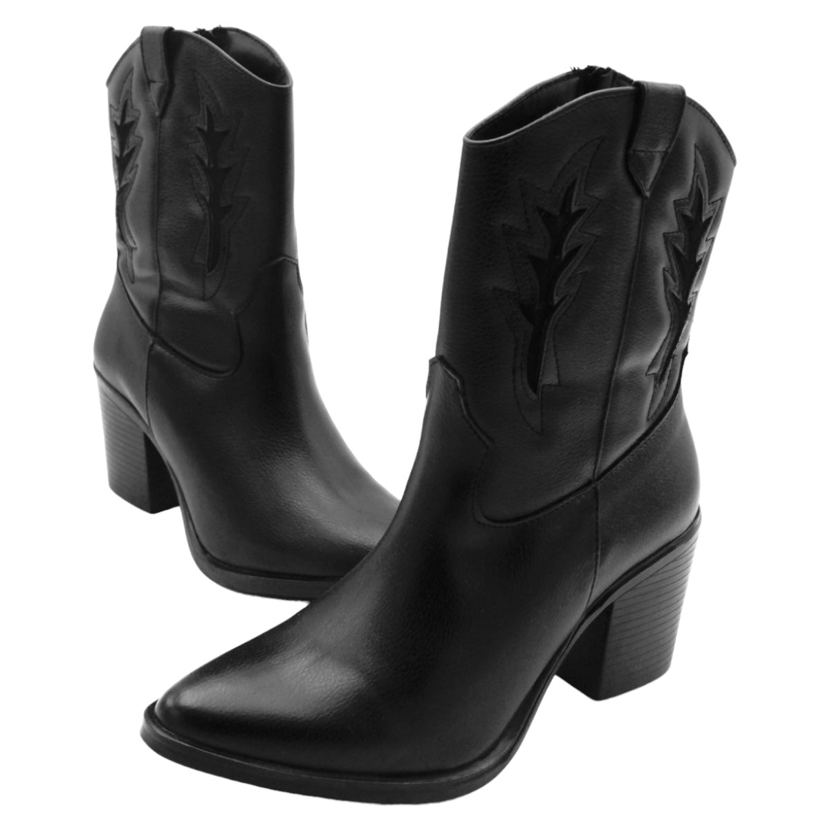 Foto 6 pulgar | Botas Tipo Western Exterior Piel Vegana Color Negro Para Mujer De Rbcollection