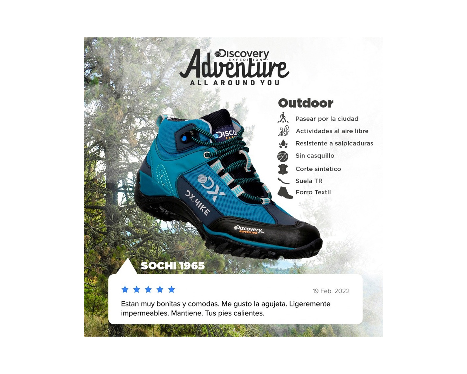 Foto 6 | Bota Hiking Discovery Expedition 1965 Sochi Ocean Senderismo Turquesa para Mujer