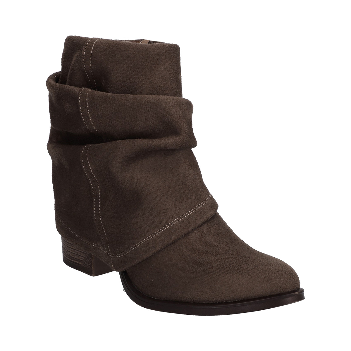 Botin Dama Berlin Vaquero Textil Café Con Solapa