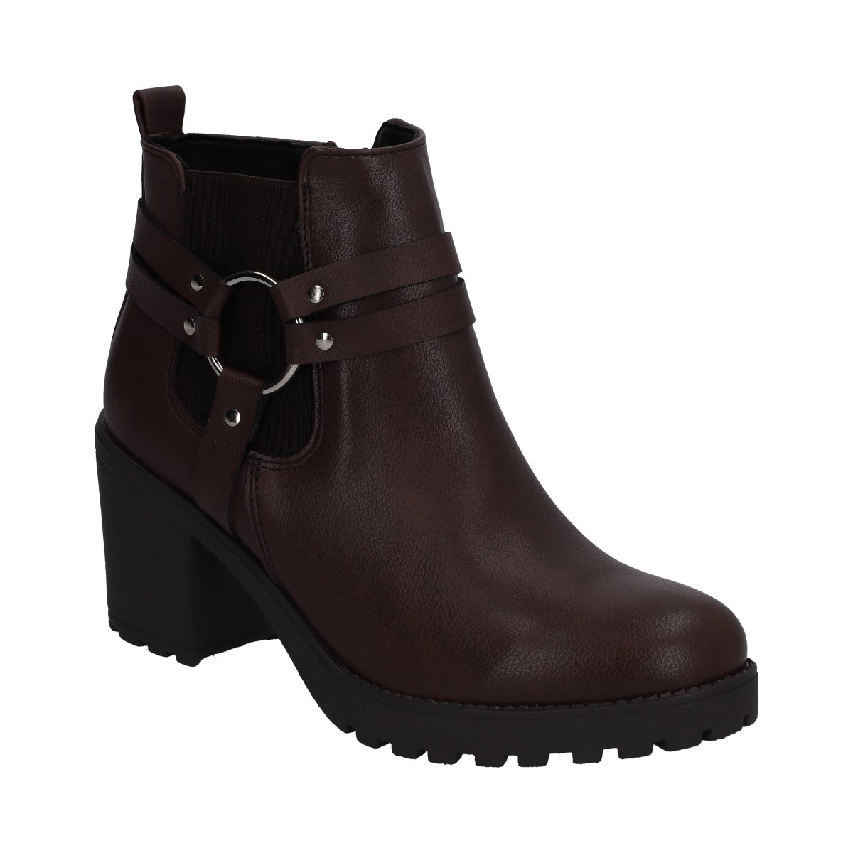 Botin Dama Berlin Sint Café Con Arnes Metalico Plata