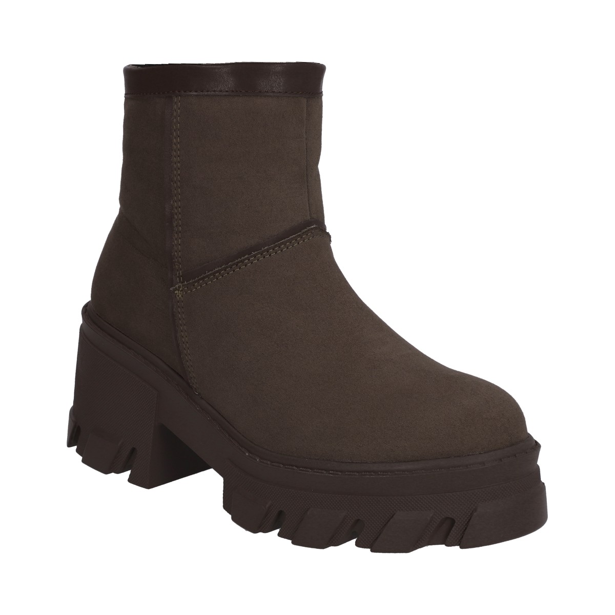 Botin Dama Berlin Textil Cafe Tipo Chunky Chelsea