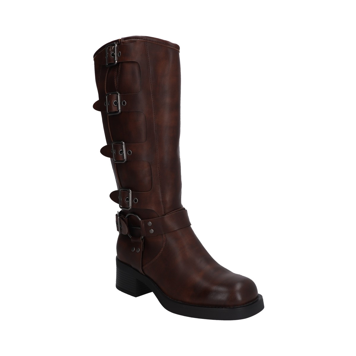 Bota Dama Berlin Café Biker Con Hebillas