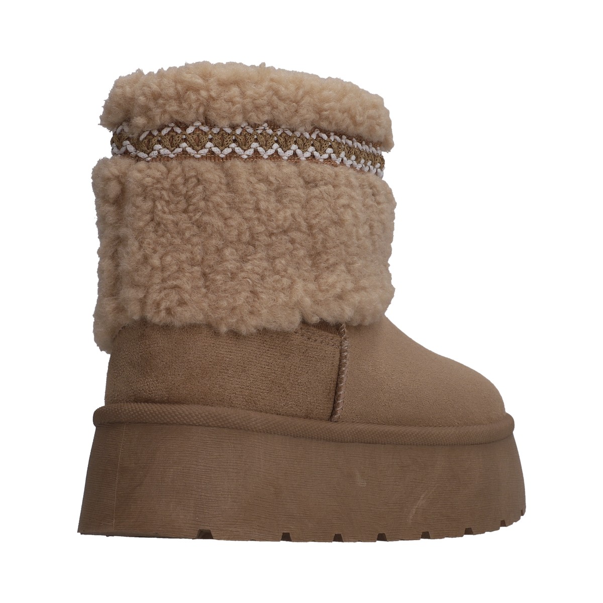 Foto 4 pulgar | Botín Dama Berlin Casual Camel Con Peluche Y Plataforma