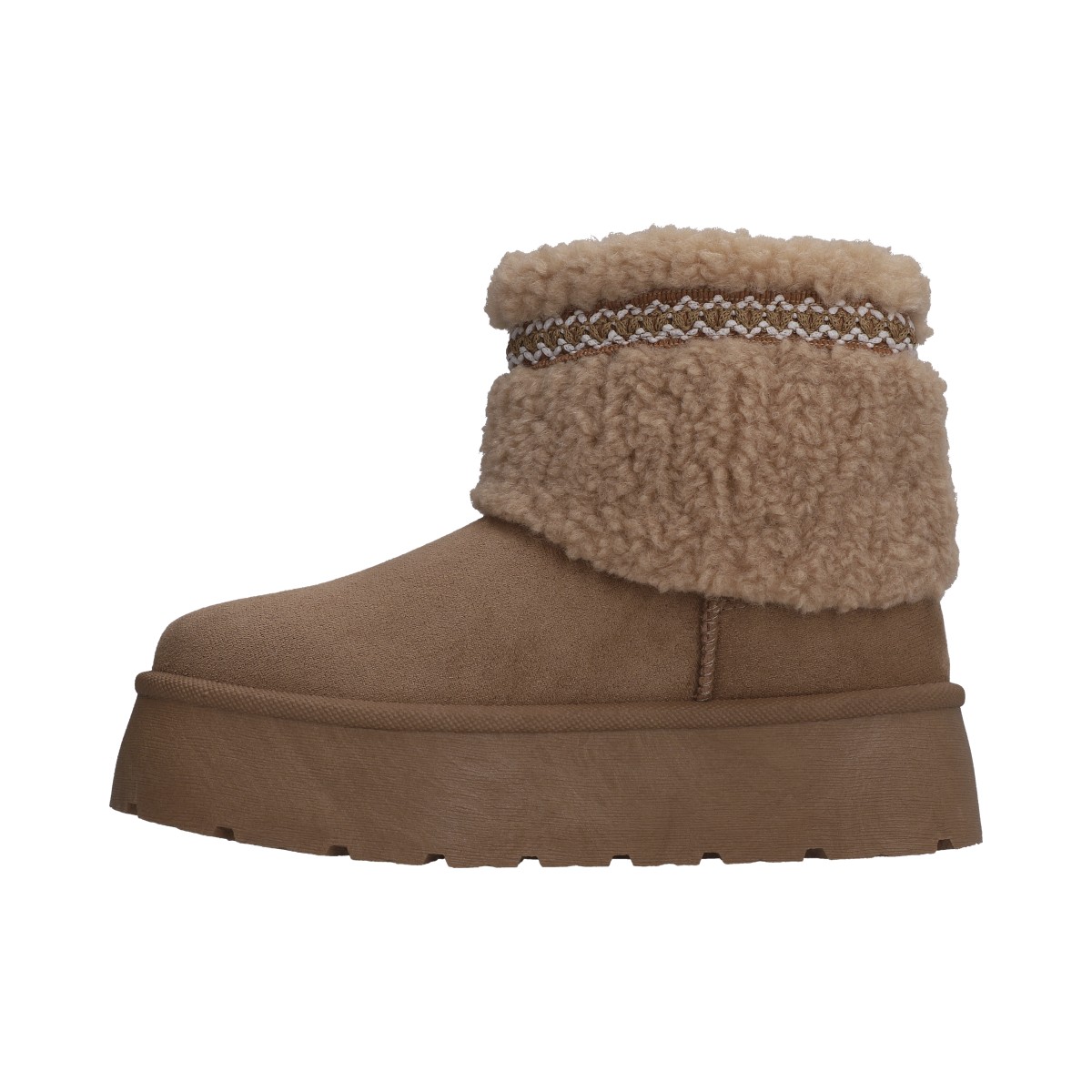 Foto 4 | Botín Dama Berlin Casual Camel Con Peluche Y Plataforma