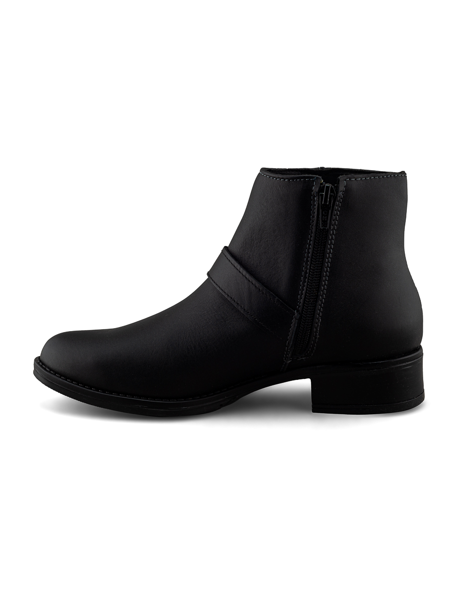 Foto 4 pulgar | Bota Casual De Piel Vacuno Negro Con Hebilla Plateada Para Mujer