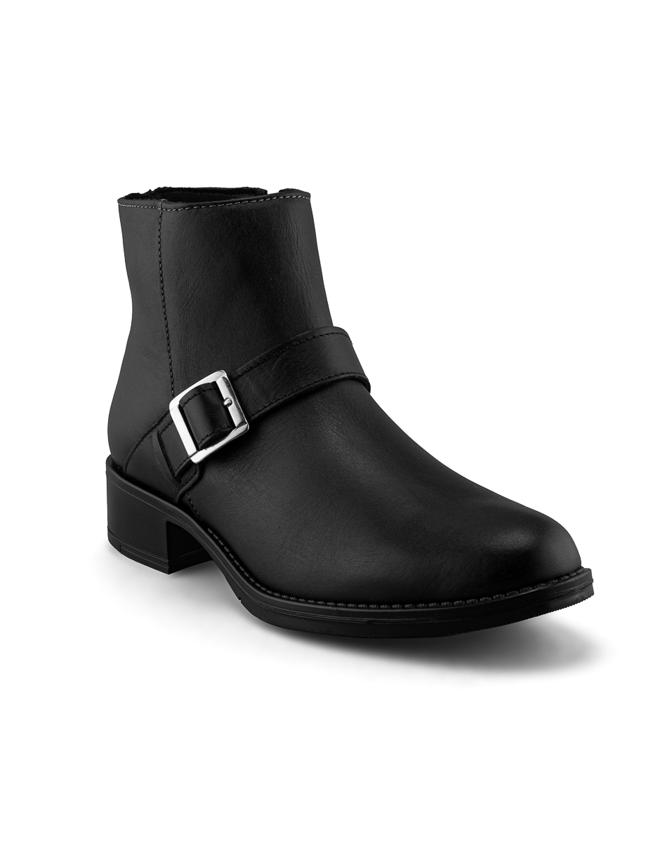 Foto 6 pulgar | Bota Casual De Piel Vacuno Negro Con Hebilla Plateada Para Mujer